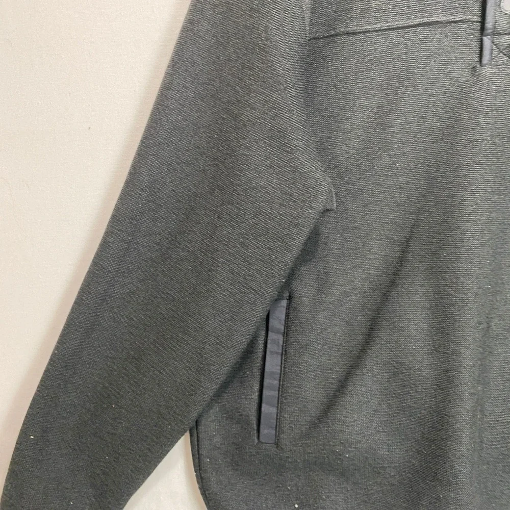 Eddie Bauer Quarter Snap‎ Fleece Pullover Mens XL Gray Textured Knit Mock Neck